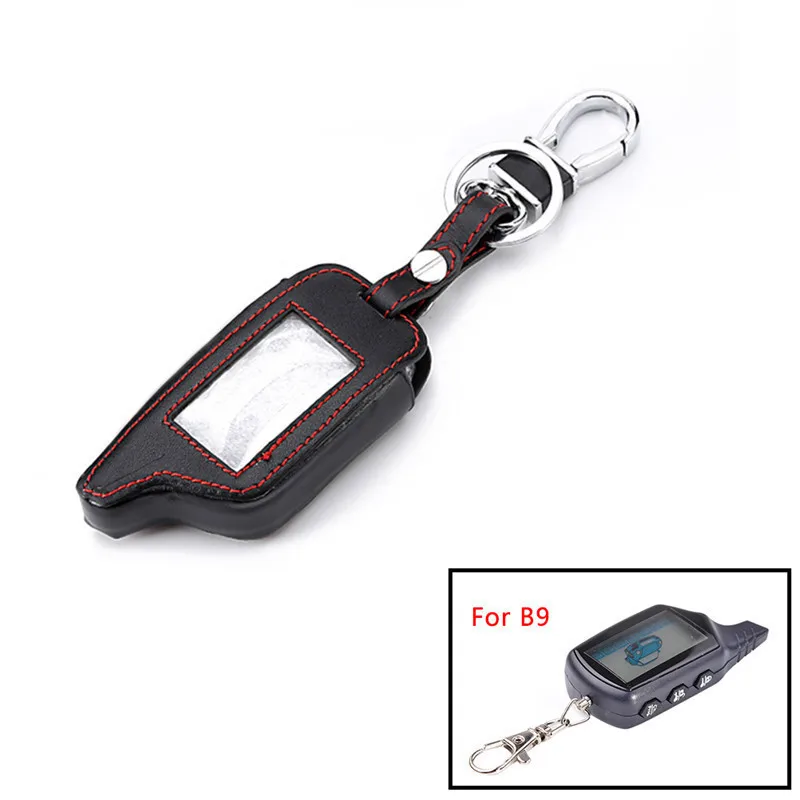 

Leather Car Key Case Cover Ring Keychain For StarLine B9 Remote Control