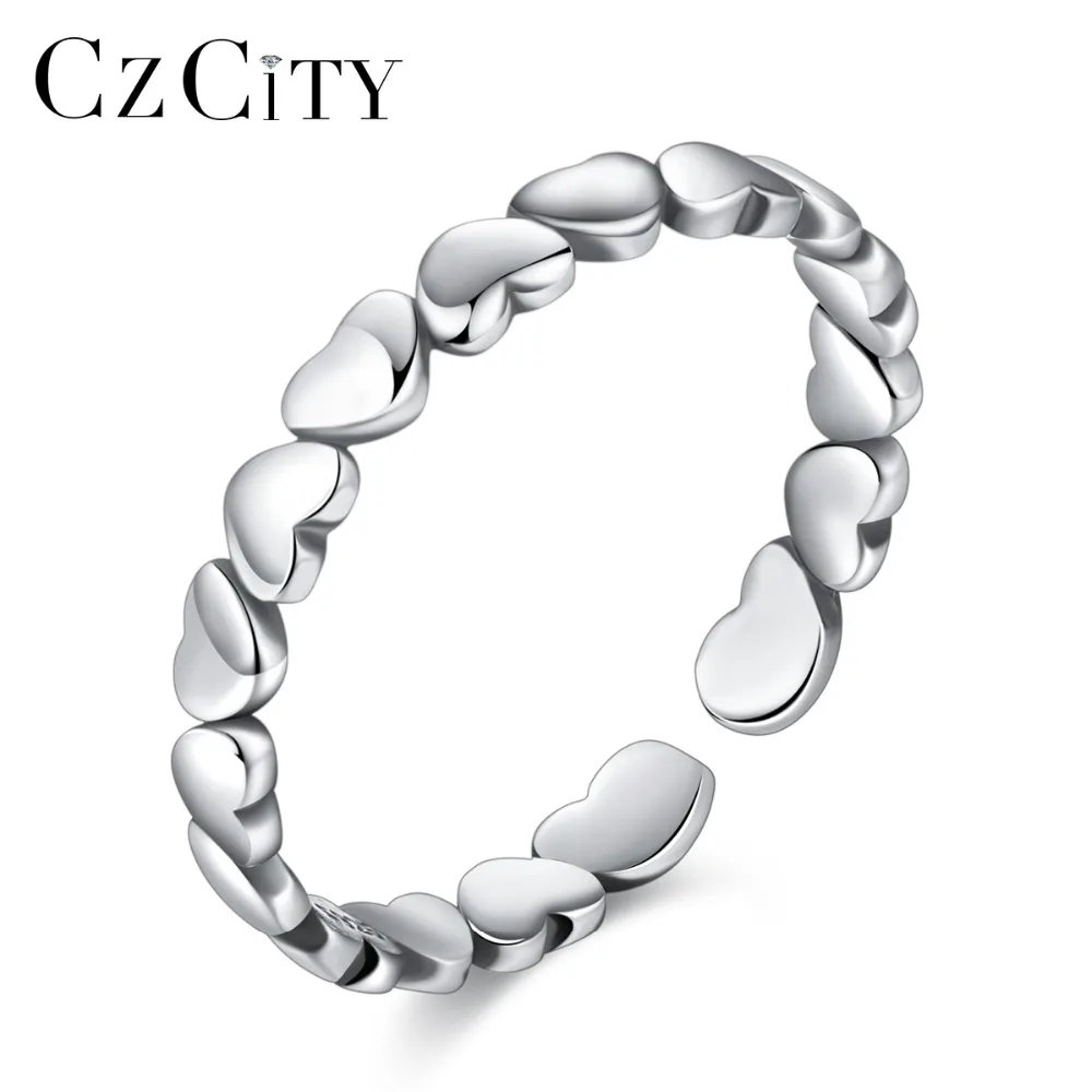 CZCITY 100% 925 стерлингового серебра Регулируемые кольца для Для женщин оптовая