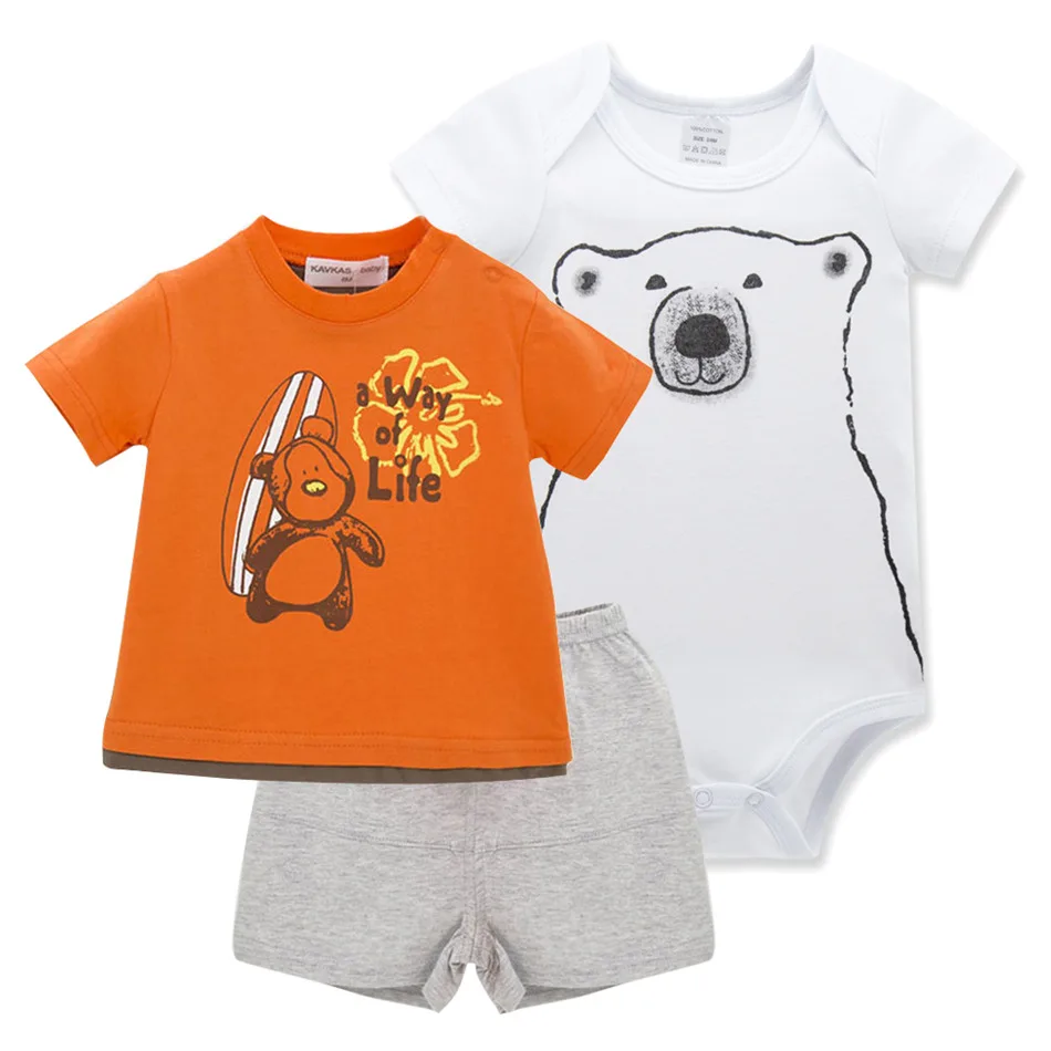 

Kavkas Kids Newborn Boys Rompers Suit Infant Baby Boys Cartoon Outfit Clothes Romper Bodysuits+Pants+T-shirts Set 0-24M