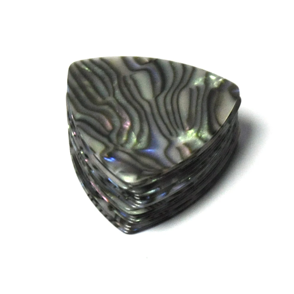 Rounded Triangle Big Size Medium 0.71mm Celluloid Guitar Picks Abalone Sea Shell 100 pcs