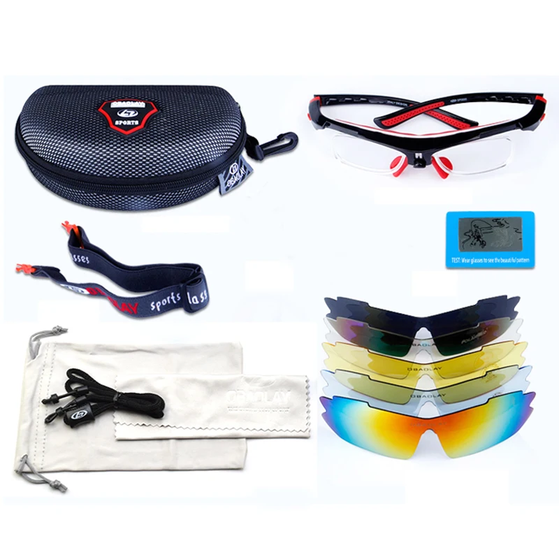 Polarized Cycling Glasses Bike Sunglasses Men Women Sport Cycling Eyewear MTB Goggle Bicycle Glasses 5 Lenses with Myopia Frame