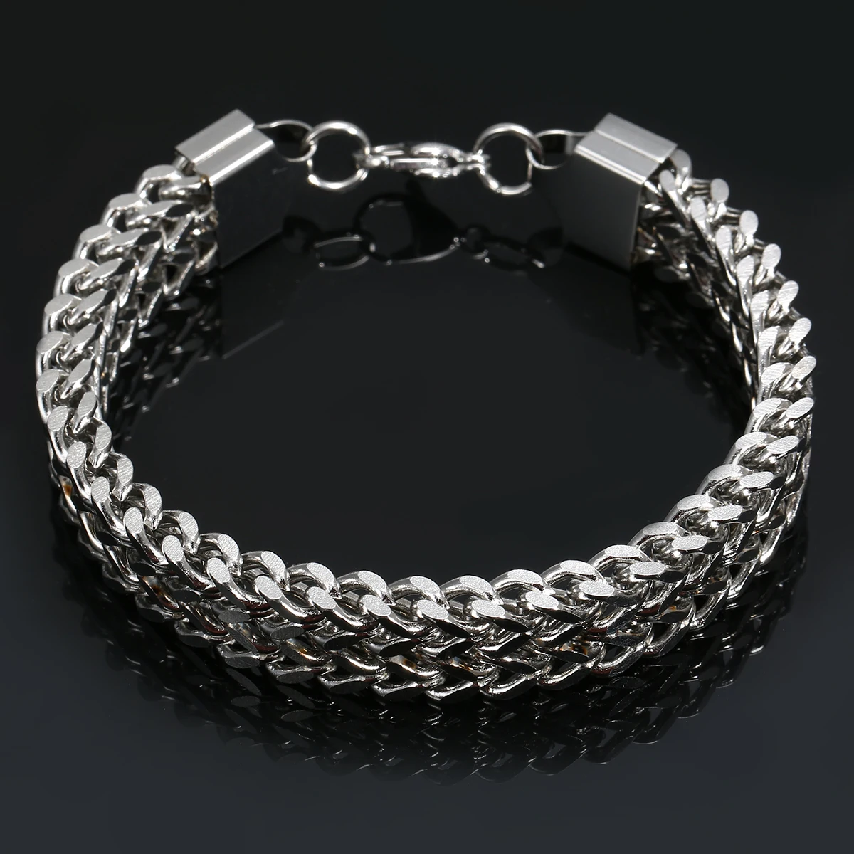 Men Bracelet Silver Color Stainless Steel Bracelet & Bangle Male Accessory Hip Hop Party Rock Jewelry Gift