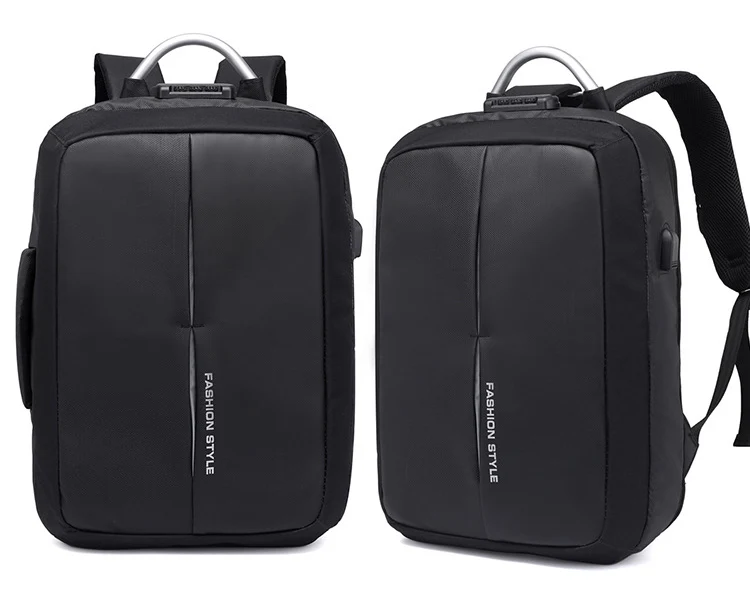 15 15,6 15,4 дюймов с USB интерфейсом блокировка паролем Противоугонный нейлоновый рюкзак для ноутбука сумка чехол для мужчин женщин студентов - Цвет: Черный