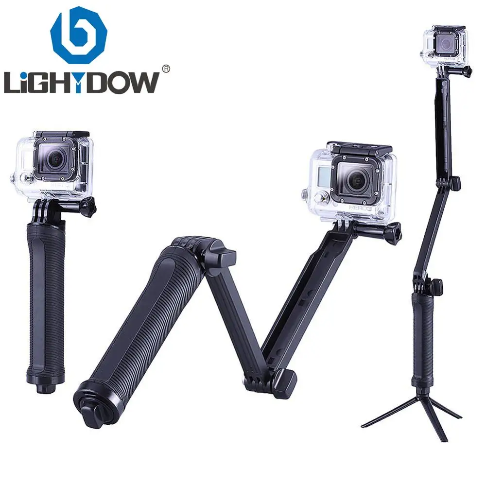 

Lightdow 3 Way Monopod Selfie Stick Grip Extension Arm Tripod Stand for Gopro 7 6 5 4 3 SJCAM Eken Xiaoyi Sport Action Camera