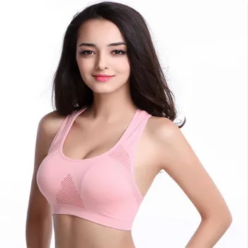 

CHRLEISURE Hollow Back Breathable Female Fitness Bra Seamless Steel Ring Outdoor Solid Color Bra Shock-proof Gathering Women Bra