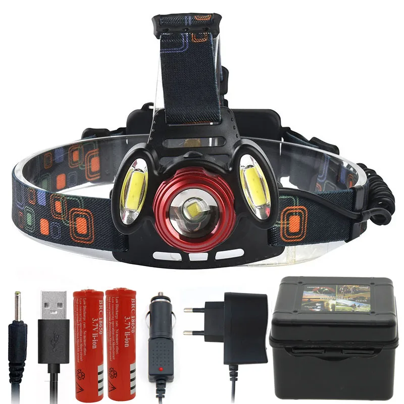 Litwod Z202305 XM-L T6+2*COB LED Headlamp head Lamp light use 2*18650 battery 5000 lumen fishing lamp head flashlight