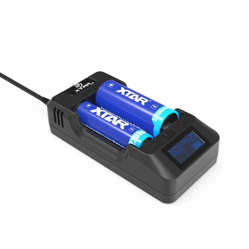 XTAR VP2 18650 Батарея Зарядное устройство ЖК-дисплей Дисплей для батарей Li-Ion(литий-ионных)/LiFePO4 14500 14650 16340 18350 20700 21700 22650 26650+ автомобиля Зарядное устройство