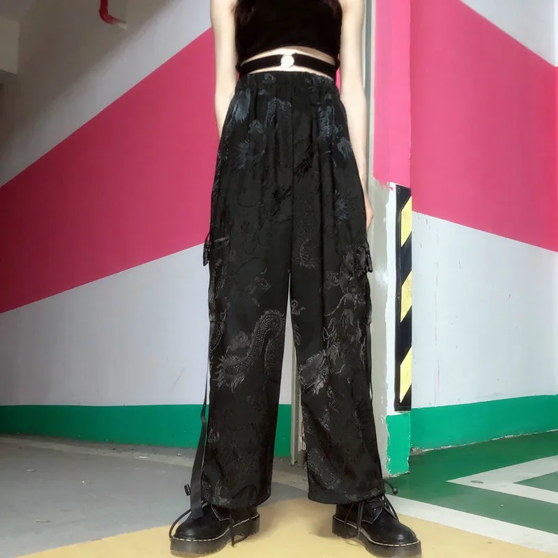 Neploe, винтажные штаны в китайском стиле, штаны-шаровары с рисунком дракона, женская и мужская повседневная одежда, модные штаны в стиле хип-хоп, уличная одежда 52495