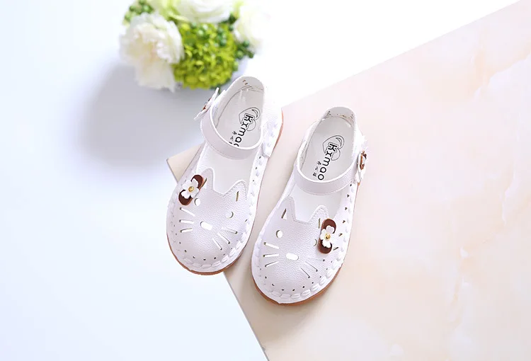 Kalupao 2018 Spring Summer Fashion Hollow Kids Girls Princess Shoes Children'S Single Shoes Cute Cat Cow Muscle Flat Sandals (13)