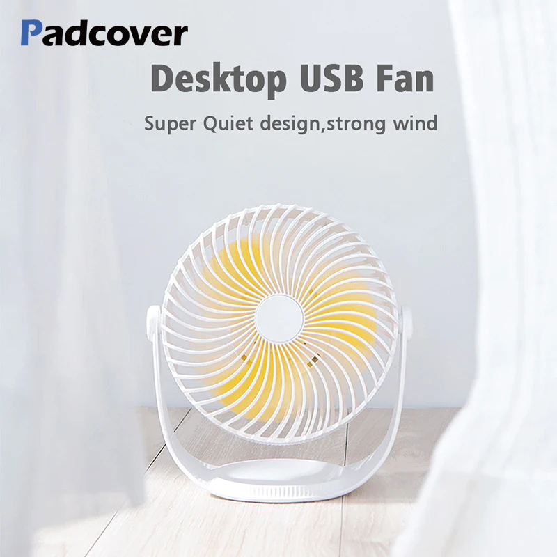 

PADCOVER USB Fan 3 Speed Adjustable Mini Portable Fan 360 Degree Rotation Fan Rechargeable Built-in Battery 2000mAh Mute USB Fan
