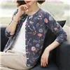 02 zang qin se Осенний зимний женский модный короткий вязаный кардиган с цветочным принтом, свитер для матери среднего возраста, Повседневная Верхняя одежда X15 - Цвет: 02 zang qin se