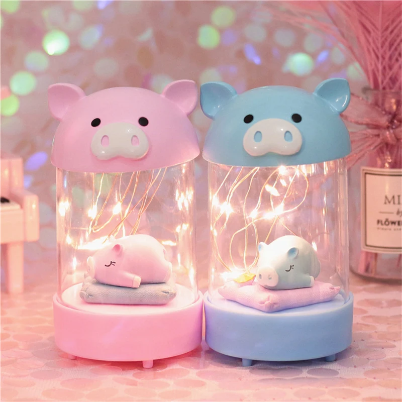 

Piglet LED Children's Night Light Unicorn Battery Powered Resin Cartoon LED Table Desk Lamps Home Decor LED Luminaria