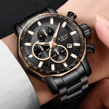 LIGE New Mens Watches Top Brand Luxury Full Steel Sport Chronograph Quartz Clock Waterproof Big Dial Watch Relogio Masculino+Box