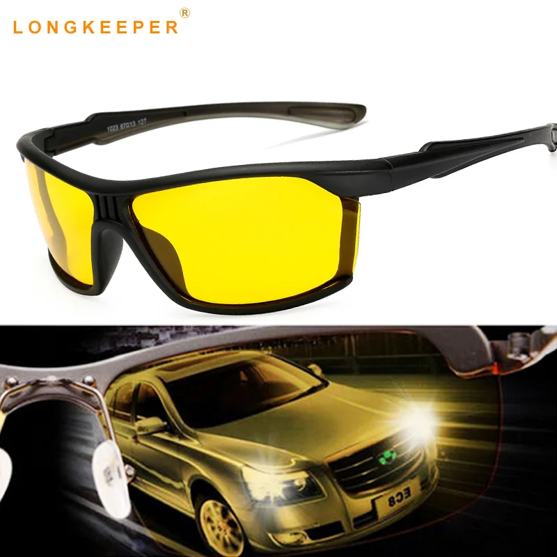 

Long Keeper High Quality Yellow Night Vision For Male Night Driving Polarized Sunglasses Square Mens Driver Safety Eyewears