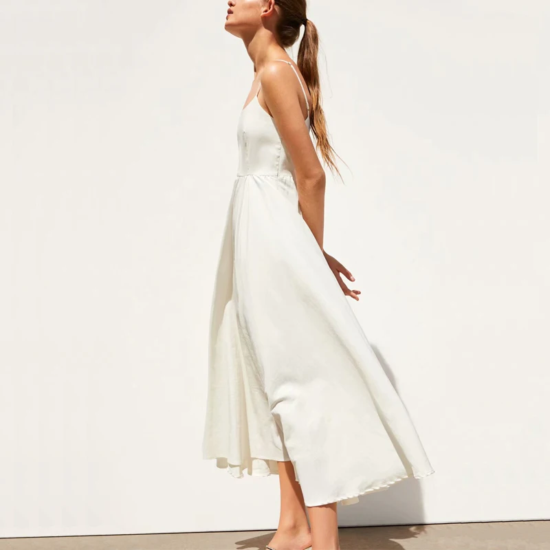 

2019 holiday dress summer casual white color strap vest dress women dress Vestidos