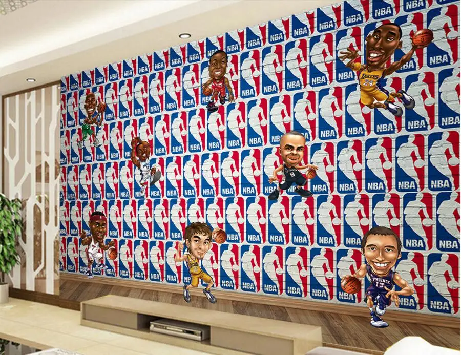 

Custom 3D large murals,Basketball stars cartoon icon papel de parede,bar living room sofa TV wall children bedroom wallpaper