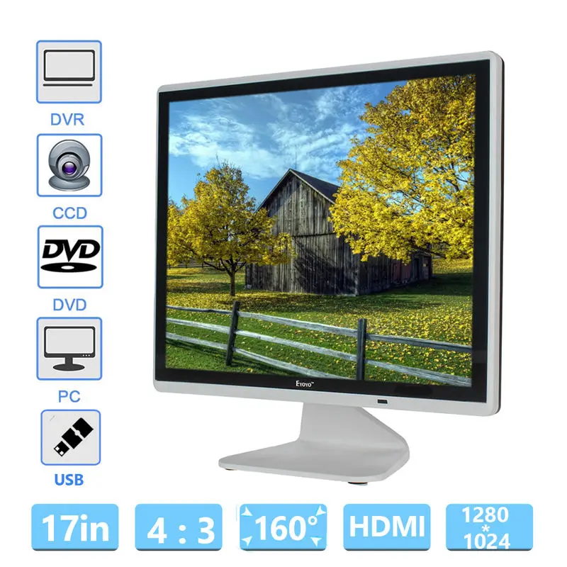 

Eyoyo 17" HD LCD 1024*1280 Monitor VGA BNC Video Audio HDMI For PC CCTV Banking Camera