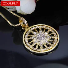 Thomas Style Gold Color Sun Pendant & Necklace Zirconia Pave 2017 New Brand Glam Jewelry For Women Ts Christmas Gifts Collier