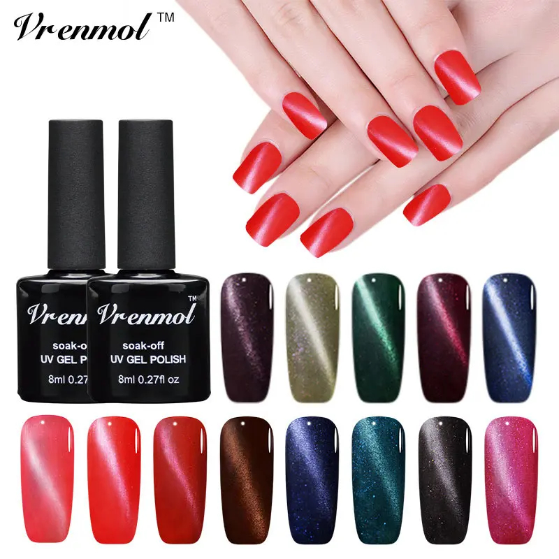 

Vrenmol 8ml Nail Art Magnet Cat Eyes Gel Nail Polish Soak Off UV Vernis Magnetic Gel Lacquer Free DIY Semic Permanent Gelpolish