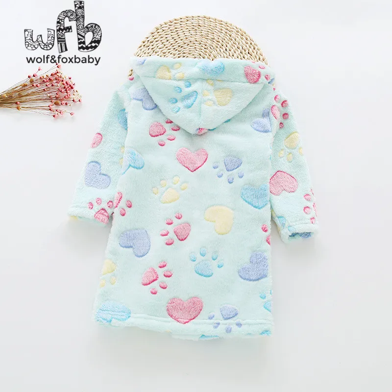 Retail 2-10 years cotton dressing gowns flannel home gown children's home clothes line with bathrobe pajamas autumn fall winter