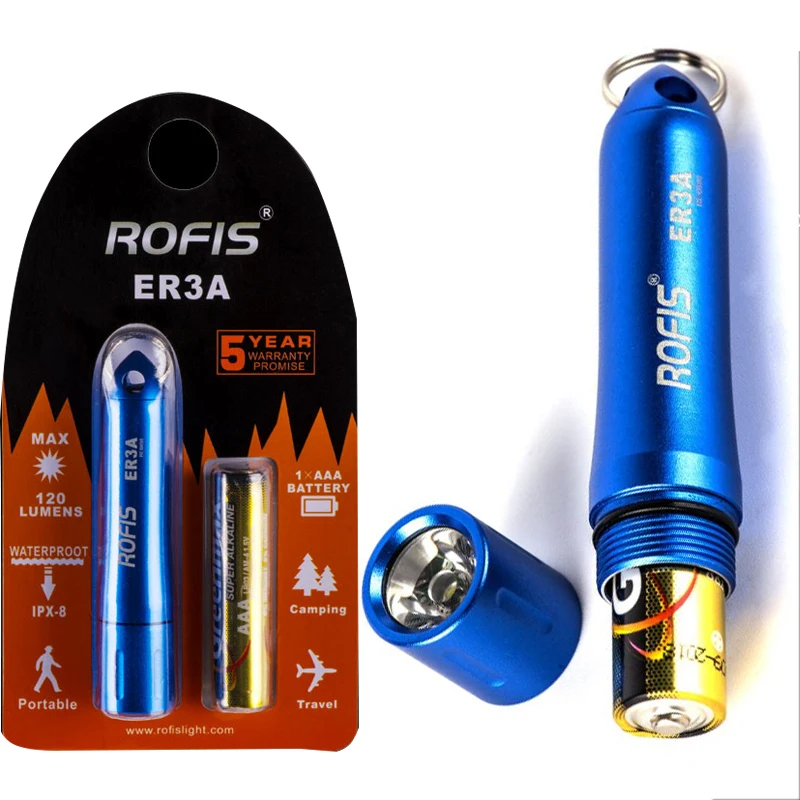

Rofis ER3A Keychain Light Cree XP-G2 S3 120 Lumens Waterpoor LED Flashlight with AAA Battery