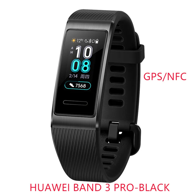 Новейший huawei Band 3/Band 3 Pro все-в-одном фитнес-трекер активности, водонепроницаемость 5 АТМ для плавания сердечный ритм Встроенный gps+ NFC - Цвет: Huawei band 3 pro