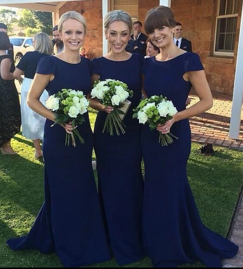 navy blue modest bridesmaid dresses
