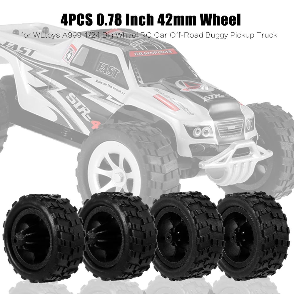 

4PCS DIY RC Tires Wheels 0.78 Inch 42mm Wheel for WLtoys A999 1/24 RC Car Parts Off-Road Buggy Pickup Truck
