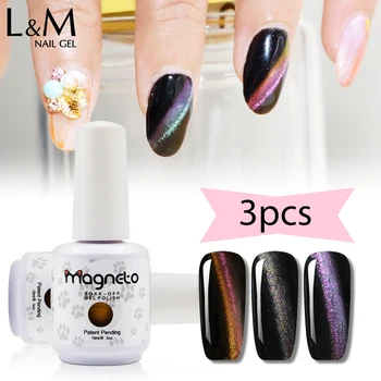 

3pcs New arrival Magic 5D Cat eyes Gel Polish UV Nail Gel Varnish Chameleon Color Hot SalesMagnets Soak off UV Gel Nail Art