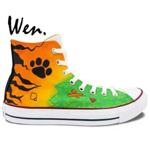 Вэнь Дизайн пользовательские ручной росписью обувь красочные картины Снежинка Paw сливовый Для мужчин скейт обувь Высокий Верх Для женщин холст кроссовки