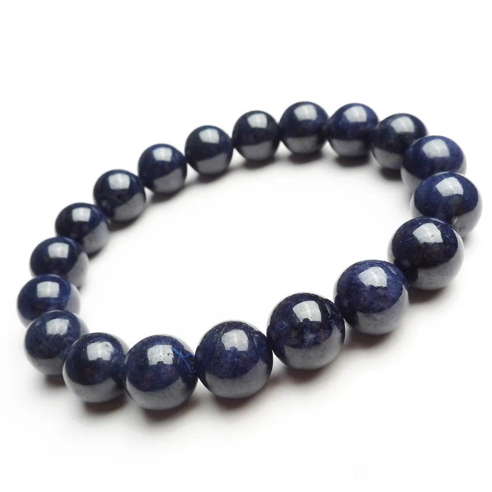 Genuine Natural Blue Sapphire Round Beads Gemstone Bracelet 10mm For Love Stretch Crystal Women Female Man Bracelet AAAA
