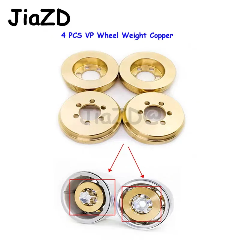 

4 PCS VP Wheel Weight Copper Heavy Duty Internal Wheel Rims Hub For 1:10 RC Car SCX10 TRX4 Run More Stable For 6-hole Wheels Car