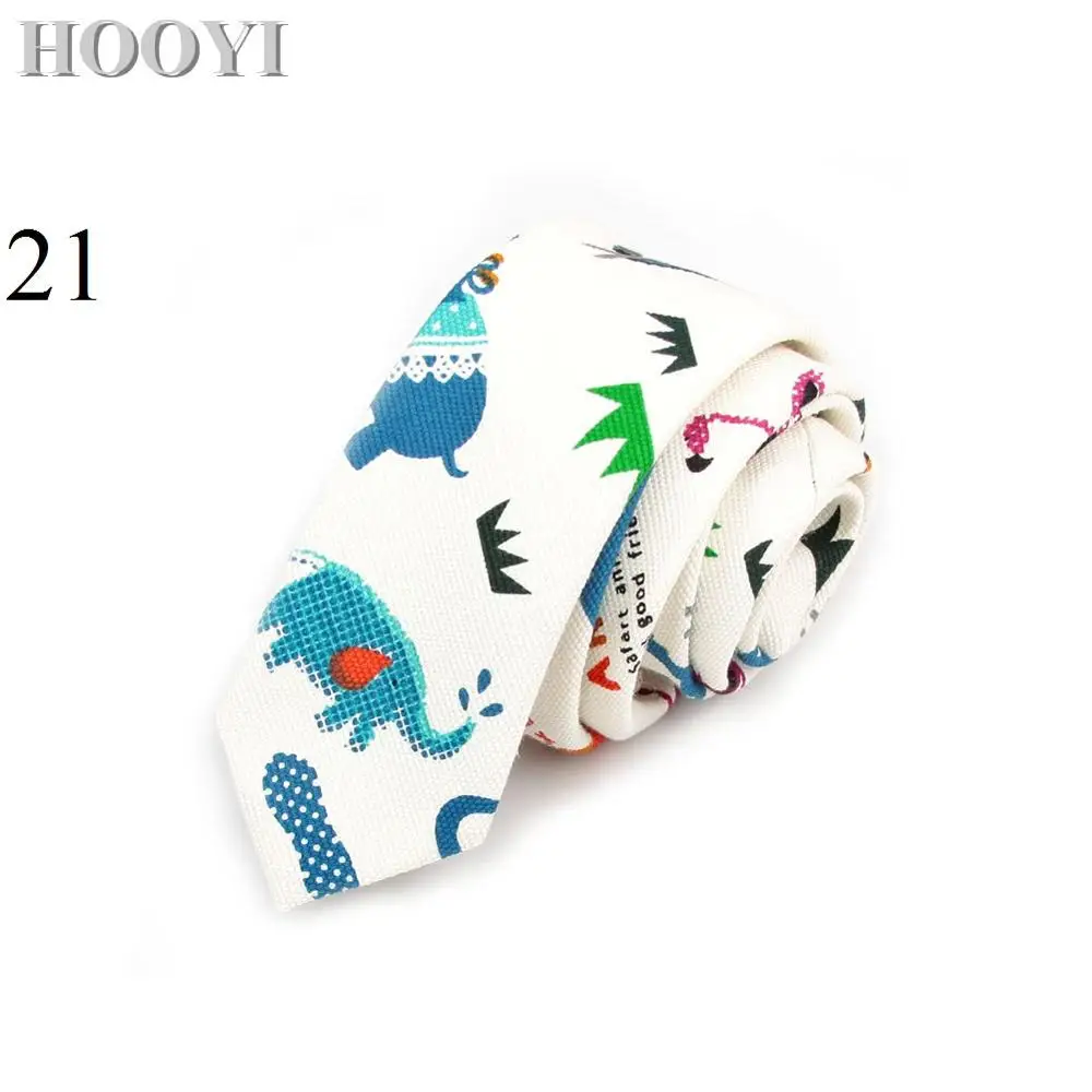 21 HOOYI Новая мода Звезда Тонкий хлопок Галстуки для мужчин узкая Печать Галстук 5 см Ширина - Цвет: 21