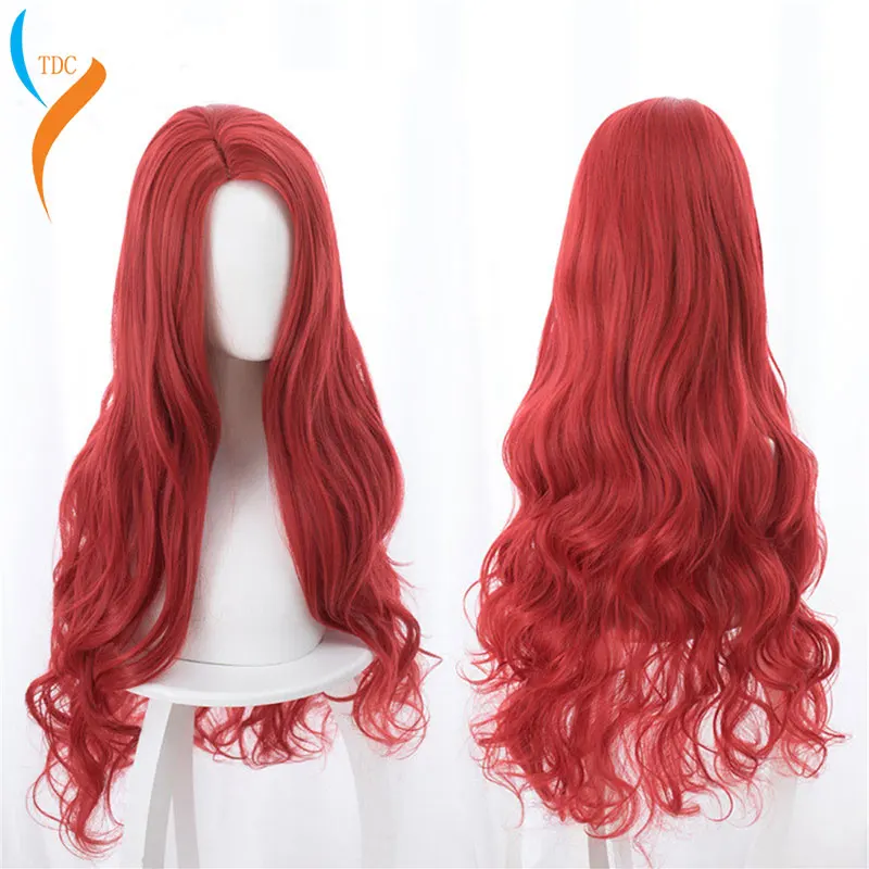 

Aquaman Mera Cosplay Wig American Anime Movie 85cm Long Curly Wavy Heat Resistant Synthetic Hair Women Costume Party Wig Red