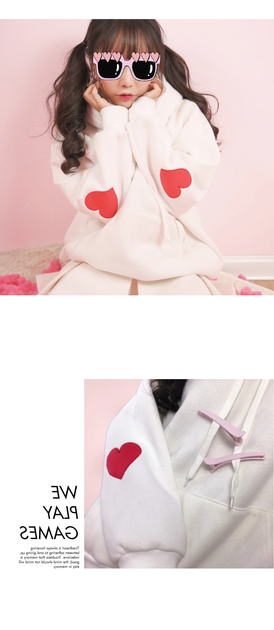 Harajuku модные бархатные Для женщин толстовки милые сердцу Форма вышивка студент Толстовка Сладкий с длинными рукавами пуловеры для девочек