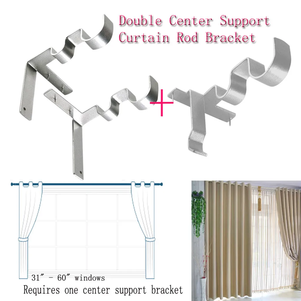 

Curtain Rod Bracket Hang Double Center Support Curtain Rod Bracket Into Window Frame Curtain Rod Bracket Black Dropshipping