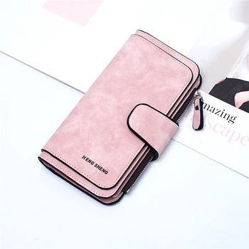 

Women's Wallet Korean Version Buckle Big Three Fold Fashion Women's Bag Multi-Card Women's Wallet Matte Coin Purese