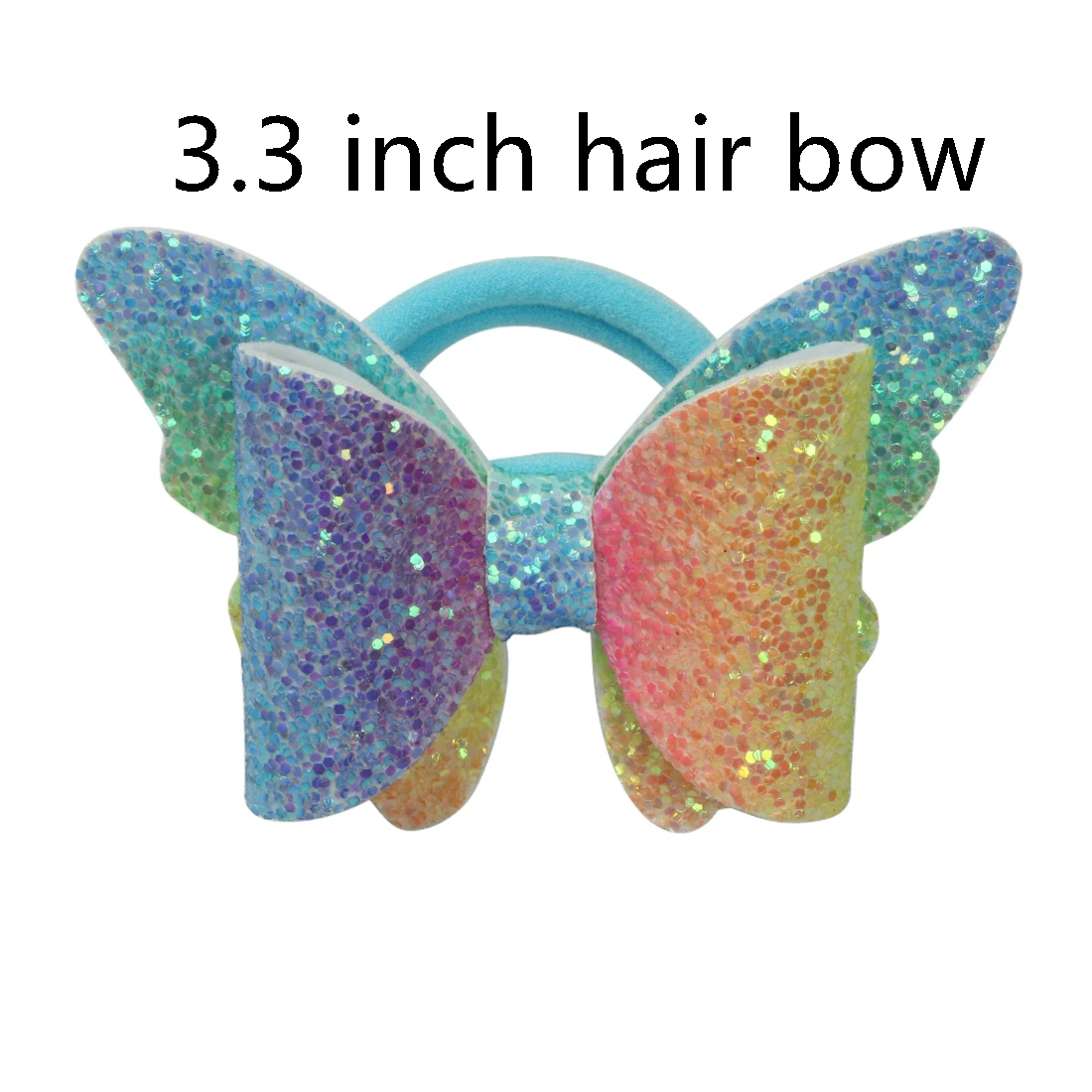 butterfly-8 1 PC Child Hair Bow Tie Elastic Hair Band Glitter Hairbow Rope Rainbow Sequin Sparkly 3 Inch Bows Mermaid Girls Sweet Headwear - Цвет: butterfly-8
