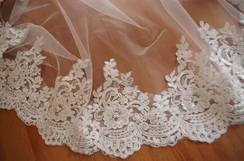 

pearl bead lace triml, ivory sequined lace trim, alencon lace, 14 yards, CG049B