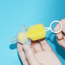 10 шт. Детские бутылочные щетки для кормления соска Очищение сосок Губка Мягкий желтый 360 градусов очиститель для сосков для младенцев NSV775