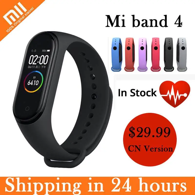 

In Stock Xiaomi Mi Band 4 Smart Miband 4 0.95" Color Screen Waterproof Heart Rate Fitness Monitor 135mAh Bluetooth5.0 Smart band