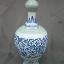 Редкий Старый Династии Цин Синий и белый фарфор ваза, Ручная роспись, марк, лучшая коллекция и украшение