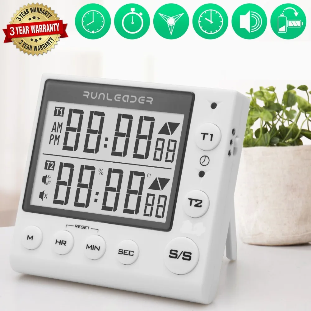 Digital Kitchen Timer Cooking Timers  timer kitchen digital timer alarm timer countdown timer kitchen timer for kids 2-channel flashing kitchen timer Indoor temperature and humidity meter1