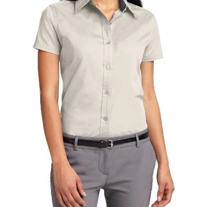Port Authority L508 Ladies Short Sleeve Easy Care Shirt Light Stone & Classic Navy - Extra Large (1)