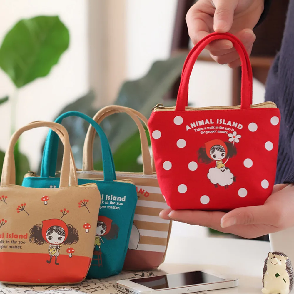 

Lovely Coin Bag Women Girls Zero Purse PRA Girl Carrying A Canvas Zero Wallet Mobile Phone Headset Key Package Kids Handbags