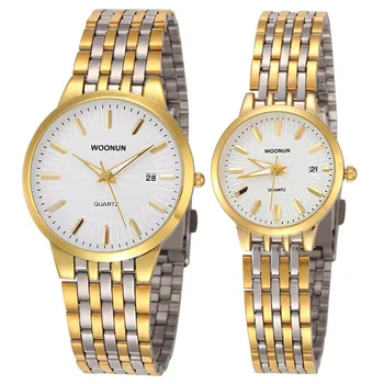

WOONUN Famous Brand Watch Luxury Gold Women Men Full Steel Quartz Ultra Thin Watches Couple Watches Fashion Lovers Watches