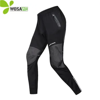 

WOSAWE Men Cycling Pants Winter Thermal Fleece Warm MTB Bike No Pad Clothing Sportswear Windproof Reflective Sports Trousers