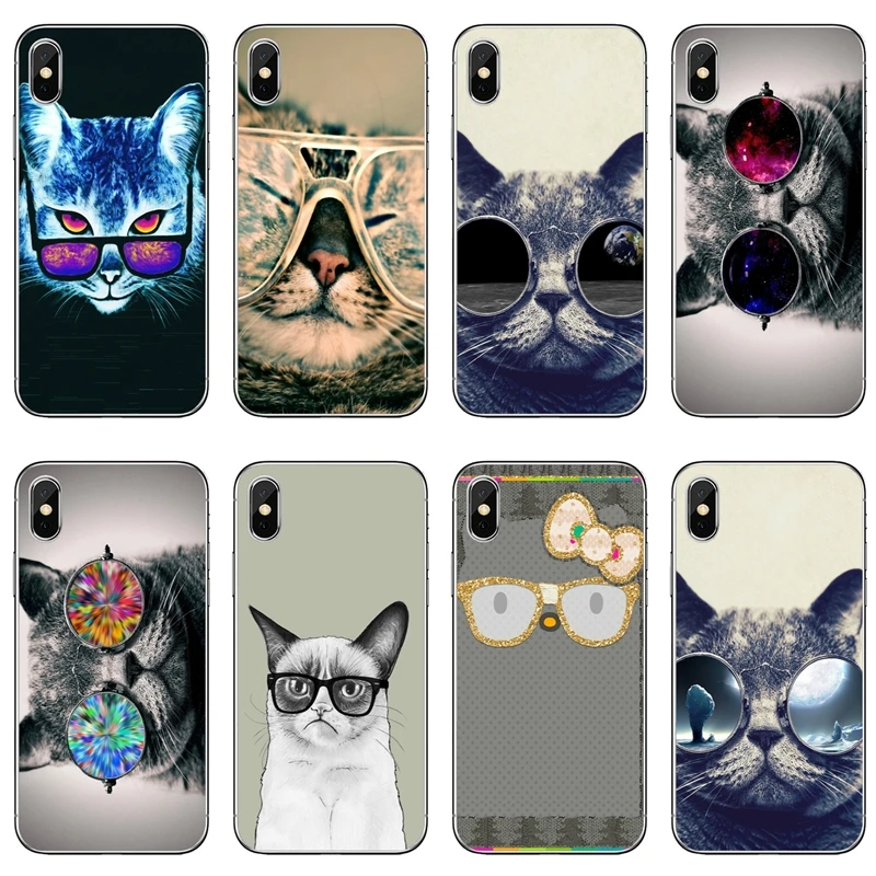 

cool Kittens cat face with glasses For Huawei Honor 10 9 Lite 8 8C 8X 7A 7C 7X 6 Play 6X 6A 6C V8 V10 TPU Soft phone cover case