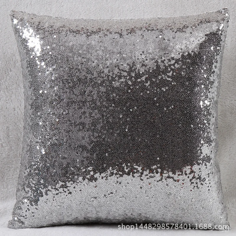 

Sequin Pillow Cushion Cover Square Glitter Mermaid Throw Pillow Case with Sequins Home Decorative for Sofa 40x40cm