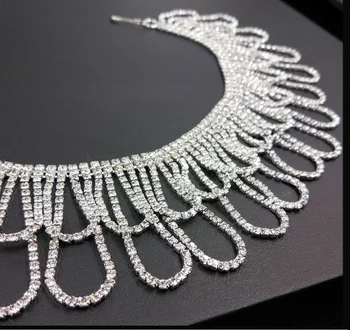 

new Short chain drill, , AAA glass drill chain with belt pin diy for sweater coat,wedding dress and women clothes decoration